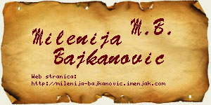 Milenija Bajkanović vizit kartica